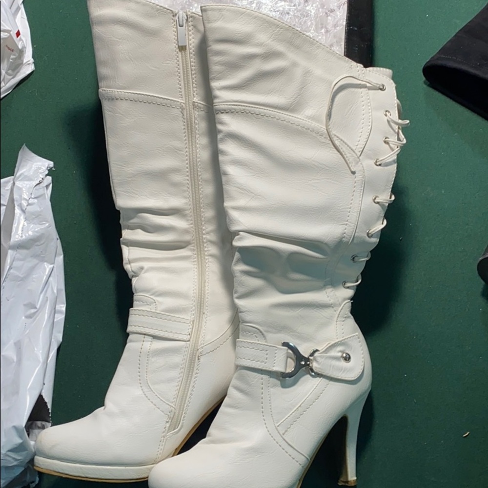 White tall boots